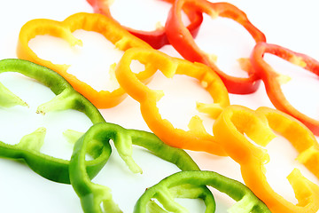 Image showing slices of colorful sweet bell pepper 