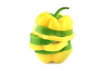 Image showing slices of colorful sweet bell pepper 