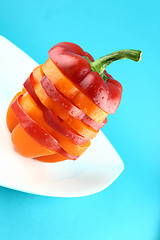 Image showing slices of colorful sweet bell pepper 