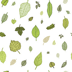 Image showing Green leaf. Vector seamless pattern.