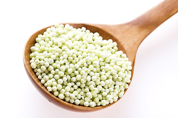 Image showing tapioca pearls with lime. white bubble tea ingredients