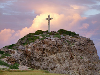 Image showing cross on mountain top