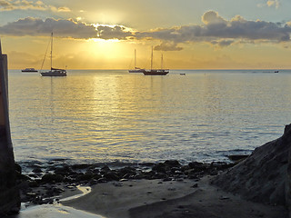 Image showing coastal evening scenery at Guadeloupe