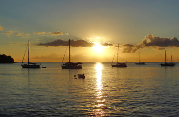 Image showing coastal evening scenery at Guadeloupe