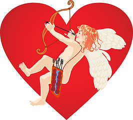 Image showing red heart and cupid