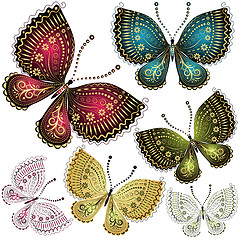 Image showing Set fantasy vintage butterfly