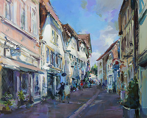 Image showing old town landscape painting