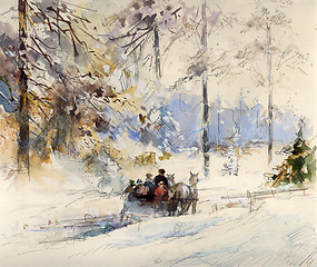 Image showing winter in the forest - illustration