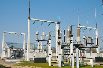 Image showing part of high-voltage substation with switches and disconnectors