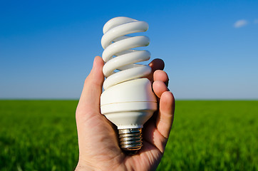 Image showing energy saving lamp in hand