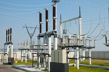 Image showing part of high-voltage substation with switches and disconnectors