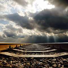 Image showing railroad under dramatic sky