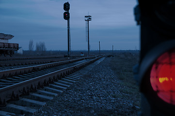 Image showing stop signal lamp in dusk