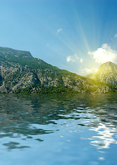 Image showing Mountain and sea