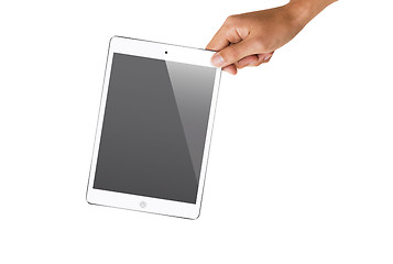 Image showing isolated hand holding tablet