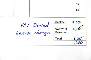 Image showing Incorrect invoice, Vat issue