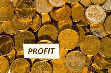 Image showing Profit sign at a stack of golden coins