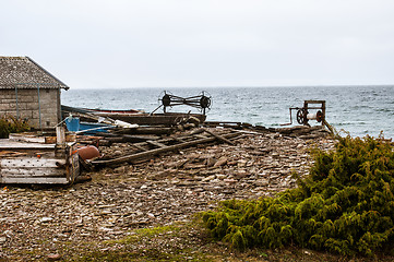Image showing Old tools on shore