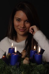 Image showing Woman with candles