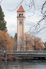 Image showing Clock tower in Riverfront Park, site of the 1974 World's Fair, i