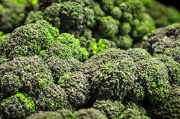 Image showing Broccoli in a pile on a farm stand