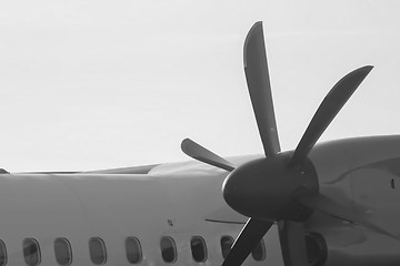 Image showing Detail of business airplane engine and propeller