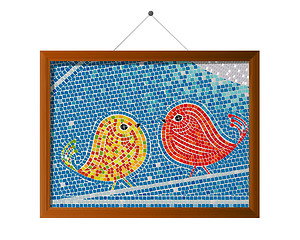 Image showing Mosaic tile birds