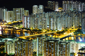 Image showing apartment building at night