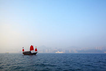 Image showing Junk boat in Hong Kong