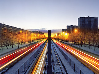 Image showing Night time traffic in Kiev