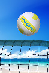 Image showing volleyball on beach at sunny day