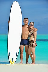 Image showing happy young  couple enjoying summer on beach