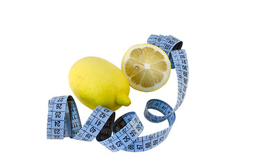 Image showing lemon composition and blue centimeter  