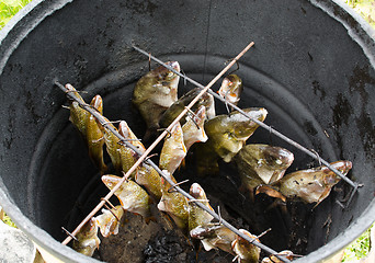 Image showing salted bream tench roach fish handmade smoke house 