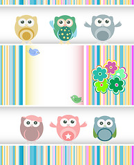 Image showing sweet owls, flowers, love hearts and cute birds