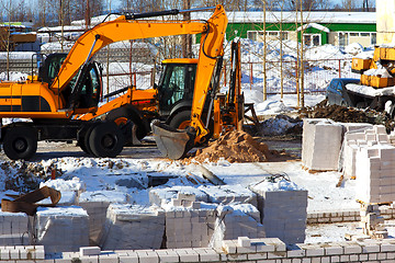 Image showing Construction of a brick house