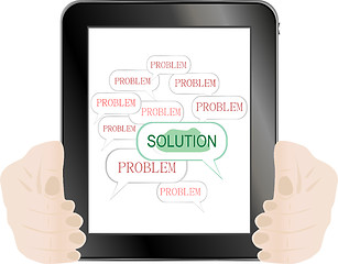 Image showing The word solutions in tablet pc