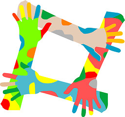 Image showing Multicolored hands isolated on a white background
