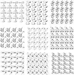 Image showing Set of monochrome geometric seamless patterns. backgrounds collection.