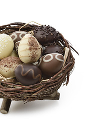 Image showing Chocolate Eggs In A Nest