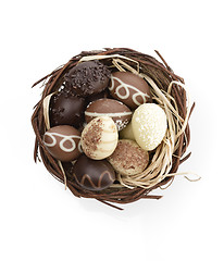 Image showing Chocolate Eggs In A Nest