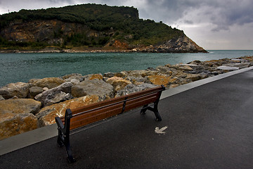 Image showing water coastline bench 