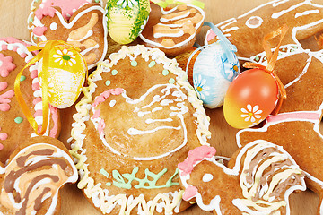 Image showing collection of easter gingerbreads and eggs