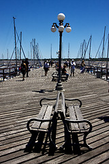 Image showing  bench street lamp and summer 