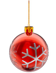 Image showing red Christmas ball on white background