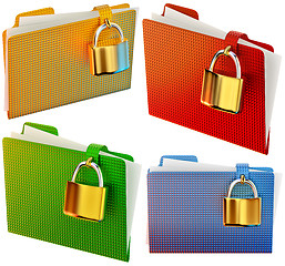 Image showing set of folders with locks