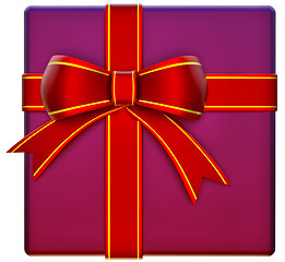 Image showing Christmas lilac gift with red ribbon and bow