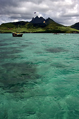 Image showing tropical lagoon hill  in Deer Island mauritius