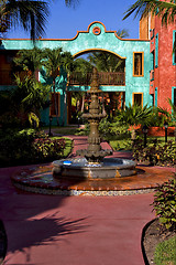 Image showing  red blue  house  in playa del carmen