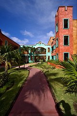 Image showing window and red house  in playa del carmen